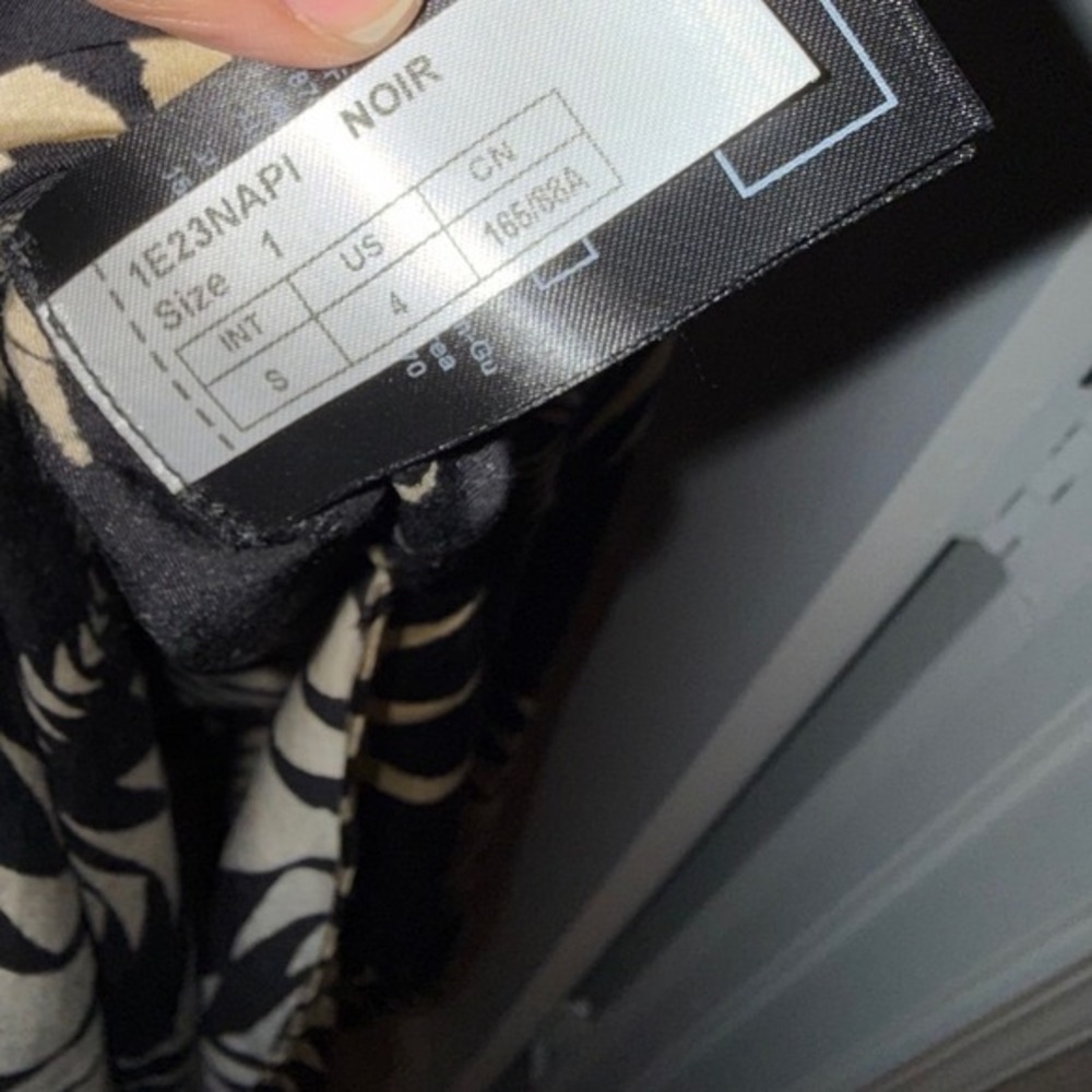 ba&sh Napi Graphic Print Midi Slip Dress Noir Black‎ Cream Size 1/ US 4 - Picture 8 of 9
